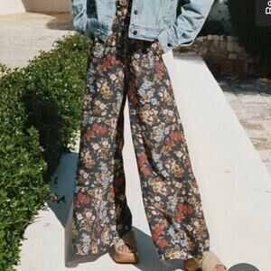 Spell & The Gypsy Anthropologie Mystic Flora Palazzo Pants Wide Leg Size Small